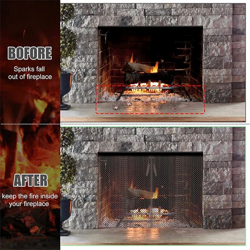 

Best Fireplace Mesh Screen Curtain,2 Packs Spark Guard Mesh Metal Fire Screen Panel With Pulls For Home Fireplace