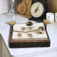Kotak Tisu Kayu Kreatif Persegi Lucu Logam Burung Pola Kotak Tisu Kertas Nampan Serbet Pemegang Restoran Dekorasi Rumah