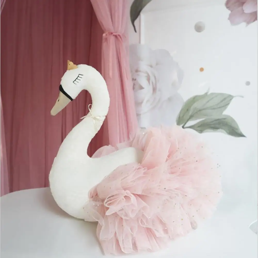 

Cute Gooses Duck Stuffed Doll Soft Animal Ballet Swan with Crown Kids Gift Toy