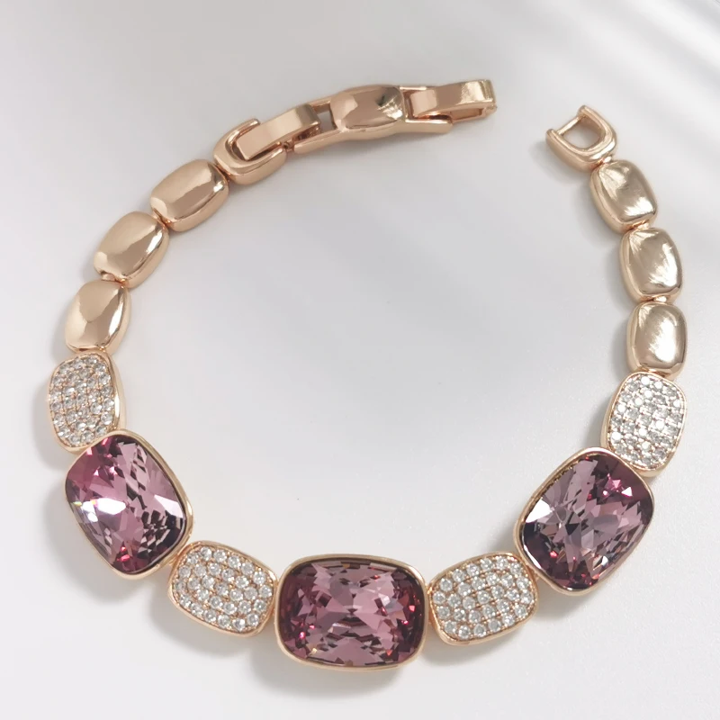 

11.11 Luxury Women Bracelet made with Austrian Crystal Trending Rectangle Bangle Bracelet Girl Wrist Jewelry Accessories Bijoux