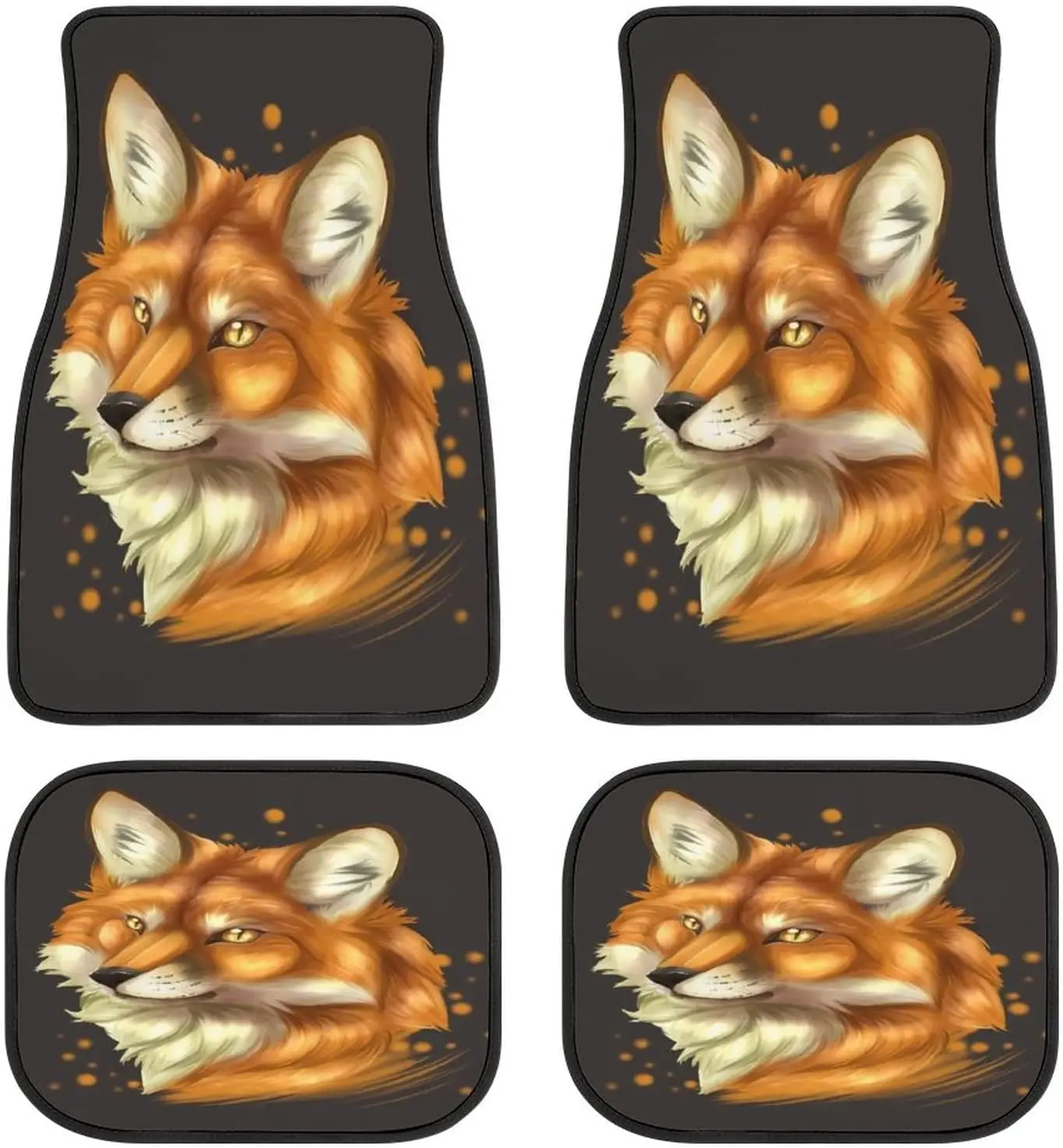 

4 шт., универсальные автомобильные коврики с рисунком лисы