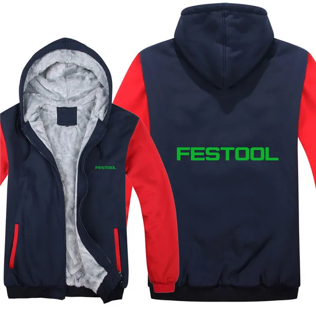 

2022 New Winter Men&amp Fashion Festool Tools Logo Thicken Hoodie Jacket Casual Male Warm Fleeece Harajuku Hoody Coats
