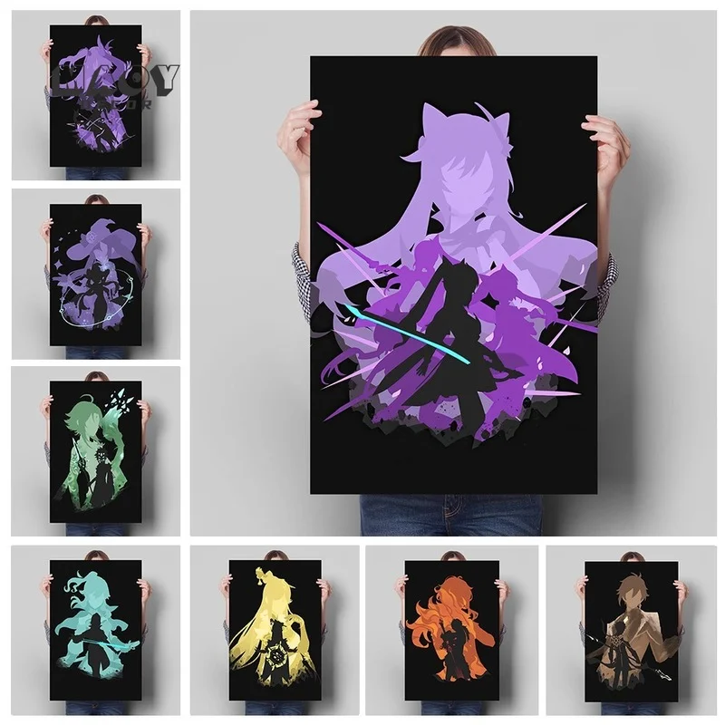 

Genshin Impact Canvas Painting Frame Decoration Video Game Art Mural Anime Picture Character Poster Prints for Modern Home Decor