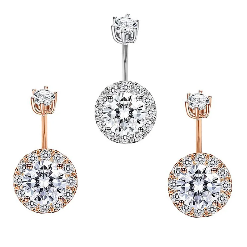 

Crystal Belly Button Rings Navel Ring Round Zircon Drop Dangle Body Belly Piercing Jewelry For Women Beach Belly Navel Rings