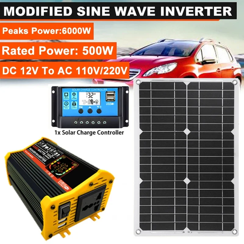 

6000W Peaks Power Modified Sine Wave Car Power Inverter DC 12V To AC 110V/220V Voltage Transformer Set