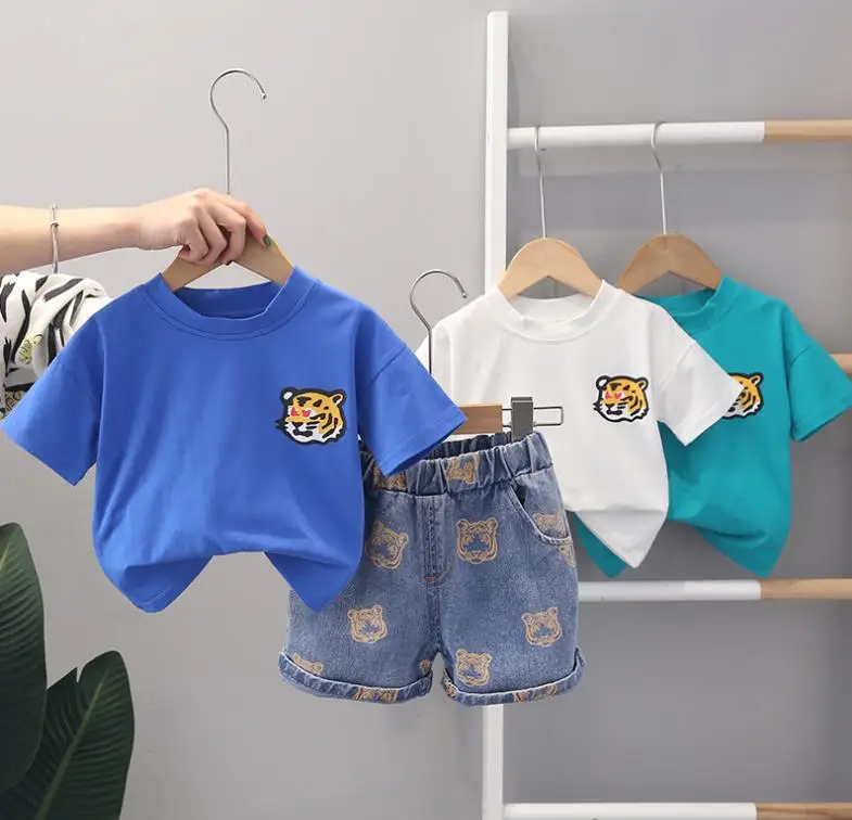 

Summer baby clothes set Toddler kids tracksuits boy girl cartoon print T-shirt+shorts 2pcs outfits Children Casual Clothing