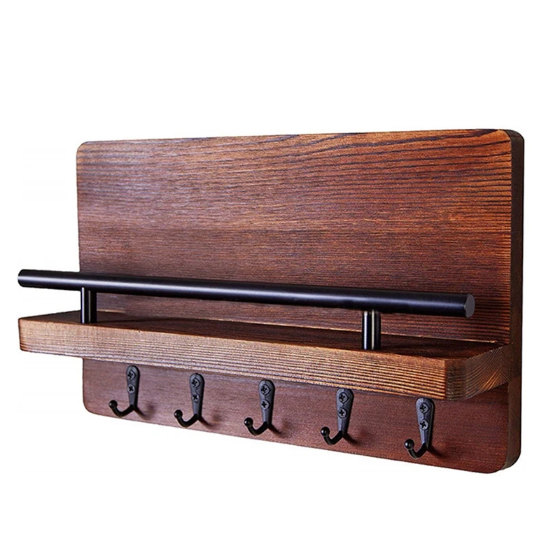 Держатель для ключей из сосны стен с полкой деревянная настенная полка крючками