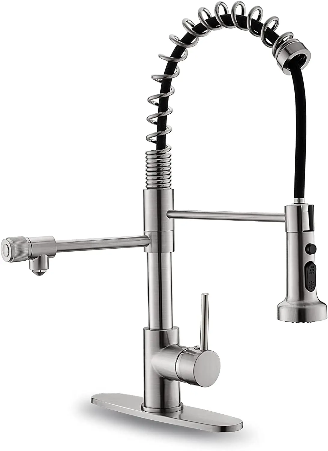 

POPTOP Kitchen Faucet with Pull Down Sprayer, Single Handle High Pressure Kitchen Sink Faucet, Commercial Double-Headed Kitchen