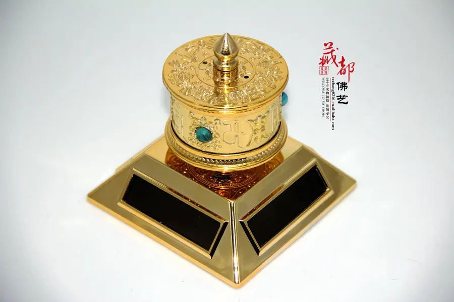 

Chinese Religion Sifang Solar Car Turning Wheel Protection Ping An Buddhist Supplies Room Decoration Accessories