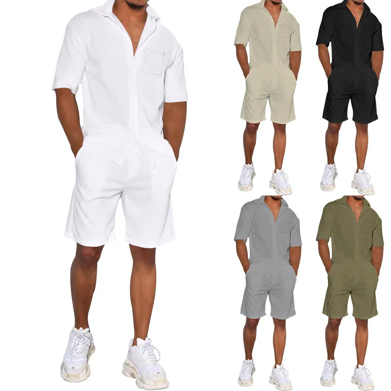 Men's Shirt Set Linen Set for Men 2 Piece Button Down Shirt Short Sleeve and Casual Beach Drawstring Waist Shorts Summer Outfits
