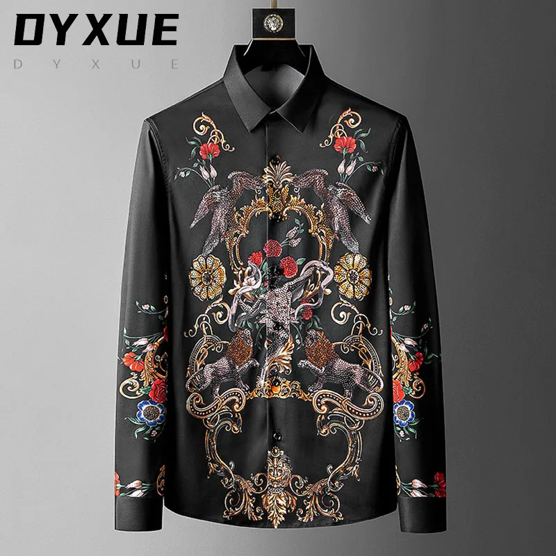 Рубашка мужская с длинным рукавом деловая Повседневная приталенная роскошная