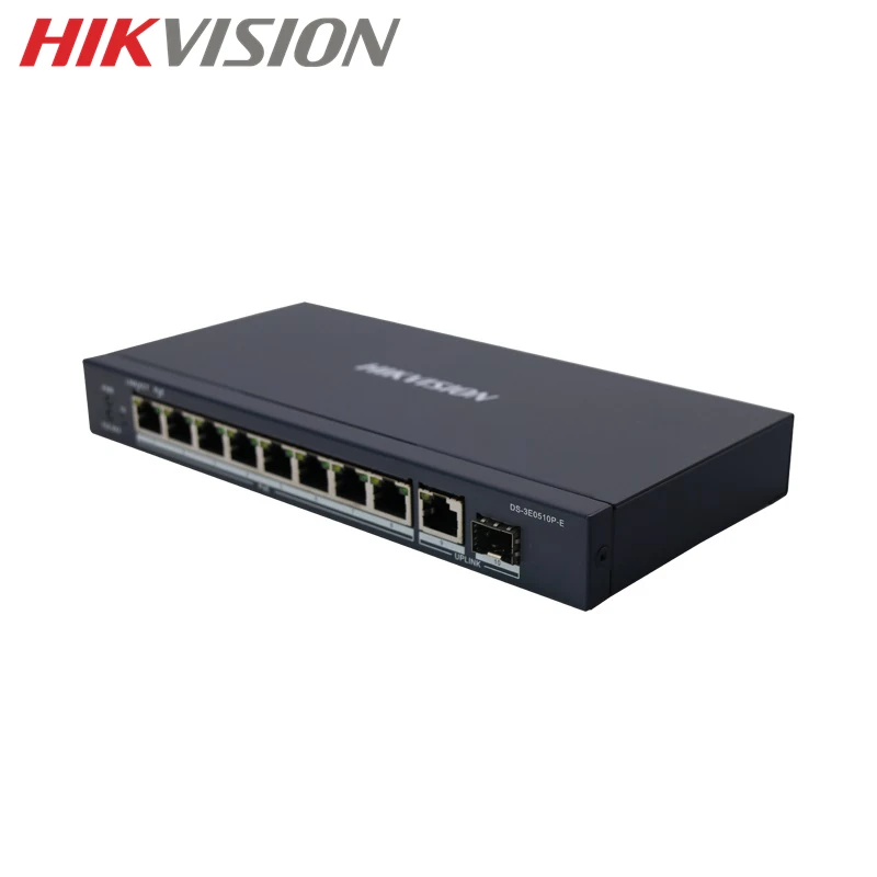 HIKVISION PoE Switch DS-3E0510P-E 9 ports 10/100/1000 Mbps Metal Material for 8CH NVR and CCTV IP Cameras 802.3at 802.3af