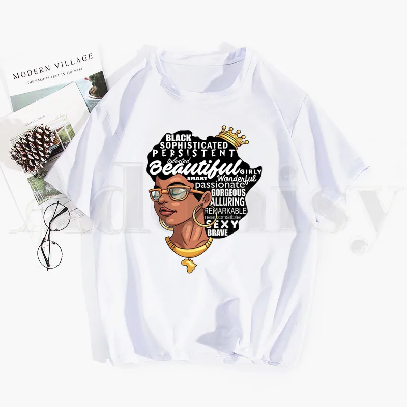 

Melanin Queen African History Month Curly Hair Men T-shirt Graphic Printed Male T Shirt Casual Harajuku Short Sleeves Tshirts