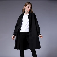 womens loose fashion trench coat elegant coat long sleeve high waist solid spring autumn new coats large size ladies topcoat