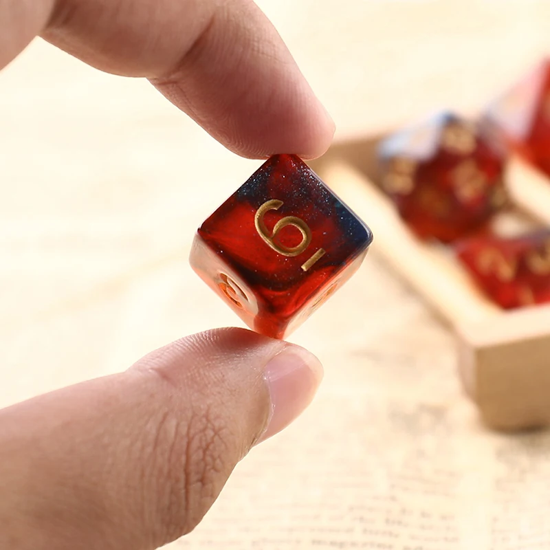 Звездные блестящие технические полимерные кости набор D4 D6 D8 D10 D % D12 D20 для