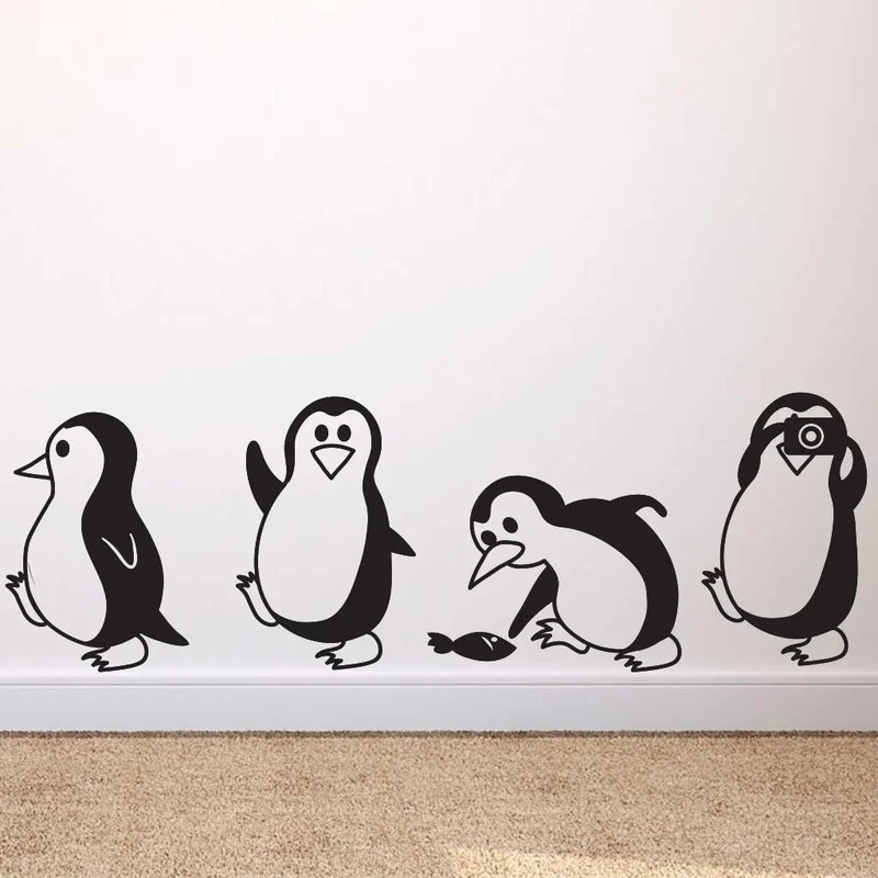 

1pcs Cute Black Penguin PVC Wall Sticker Art Wall Decals Home Decor Wall Decorations Living Room