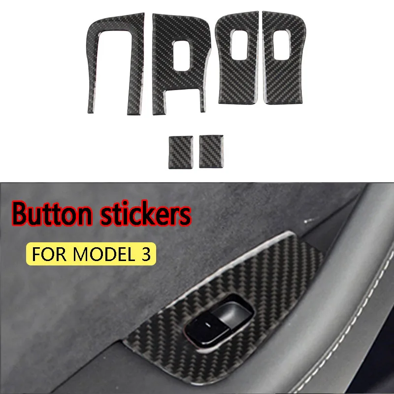 

For Tesla model 3 real carbon fiber door lift window key panel carbon fiber lift glass key sticker