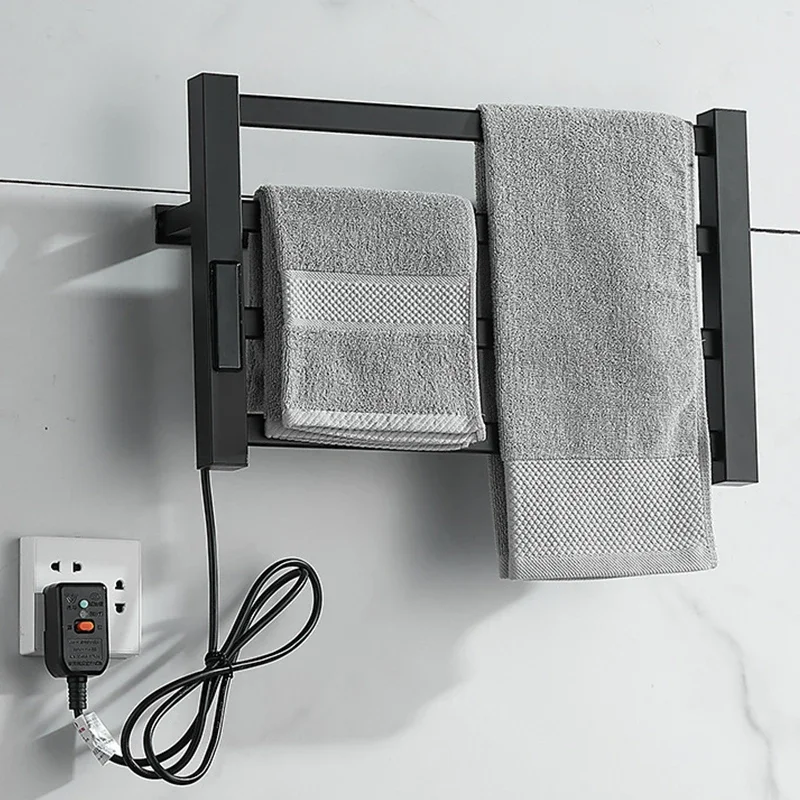 Черно-белая электрическая вешалка для полотенец с цифровым дисплеем