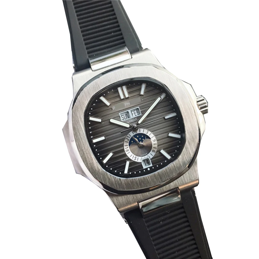 

PH8 Custom Rubber strap Mechanic Watch Automatic Movement Date Digital Dial Wristwatch For Men's sport Brand luxury watch