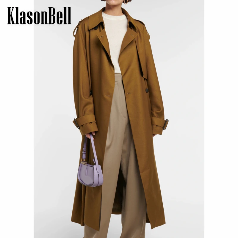 

Женский тренчкот средней длины KlasonBell с поясом и разрезом на спине, 9,14