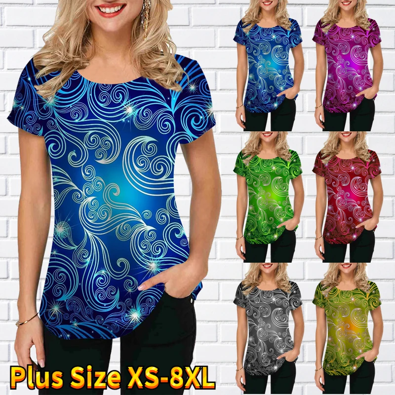 

Printed Short Sleeve Fashion Trend Casual T-Shirt Clothes Women's Summer T-Shirts Women's Printed Graphic T-Shirts XS-8XL