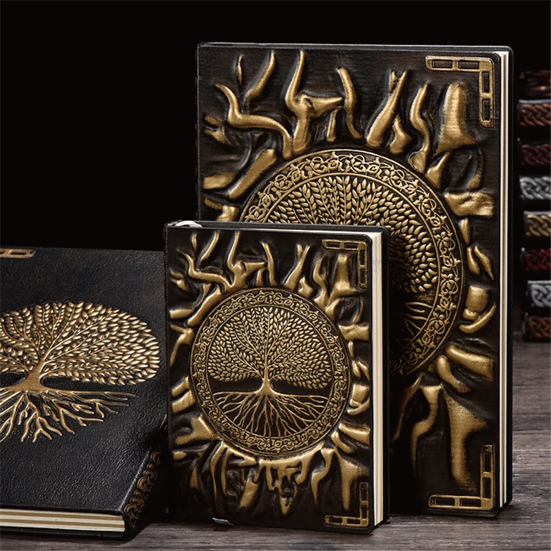 

2022 Anaglyph Gilding The Tree of Life Notebook Retro Planner Bronze Book A5 School Supplies Office Culture and Education