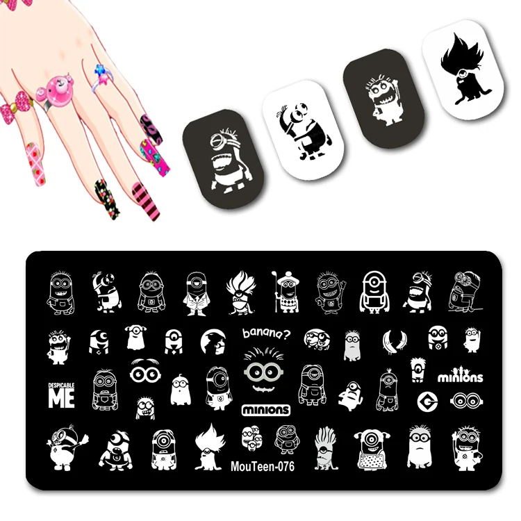 

2022 New Yellow Boy Nail Art Stamping Plates Yellow Small Kid Stamping Plate Glasses Child Nail Stamp For Nails #076