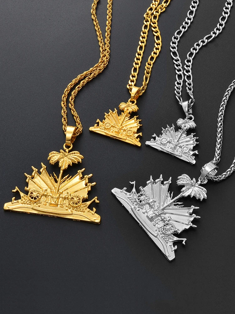 Zoe-clothes-store Map Pendant Necklaces for Women Men Guinea Map Flag Pendant Necklaces for Women/Men Gold Color Jewelry Map of Guinea Necklaces