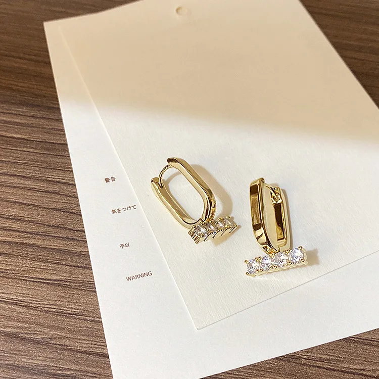 Корейские модные золотые геометрические U-образные серьги-гвоздики с