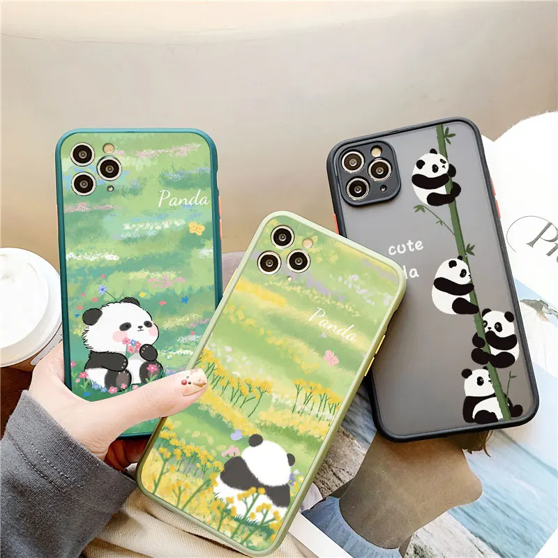 

Cute Panda Climbing Bamboo Appreciate The Scenery Phone Case For iPhone SE2 8 7 Plus 14 13 12 11 Pro Max Mini X XR XS Back Cover