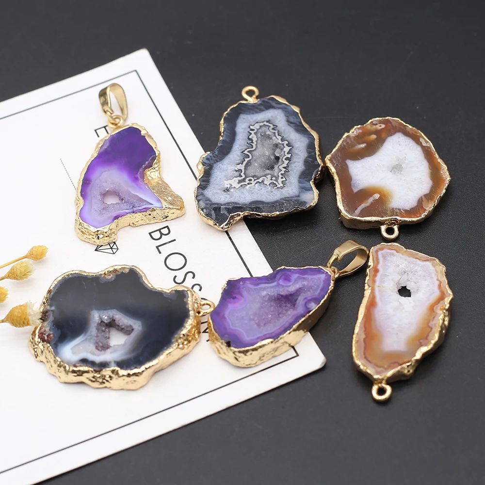

Natural Stone Pendant Irregular Agate Slice Phnom Penh Exquisite Charms For Jewelry DIY Necklace Bracelet Ear Accessories Making