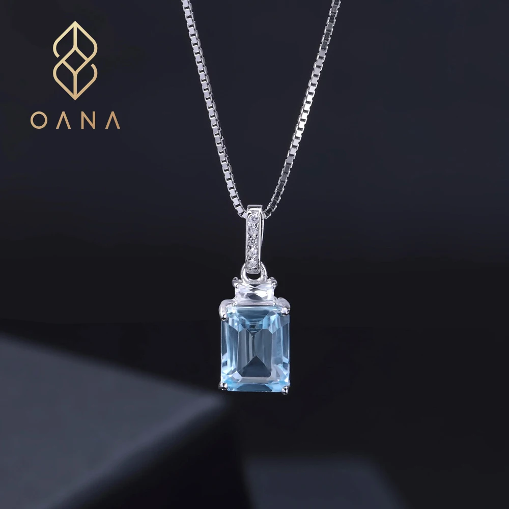 

OANA Natural Topaz Necklace Pendant Fashion Light Luxury High Sense S925 Sterling Silver Inlaid Natural Colored Treasure Jewelry