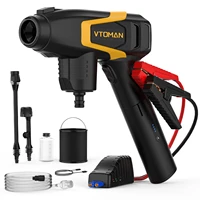vtoman cordless pressure washer with adjustable spray nozzlesuction hose clean 12v car jump starter portable battery power bank