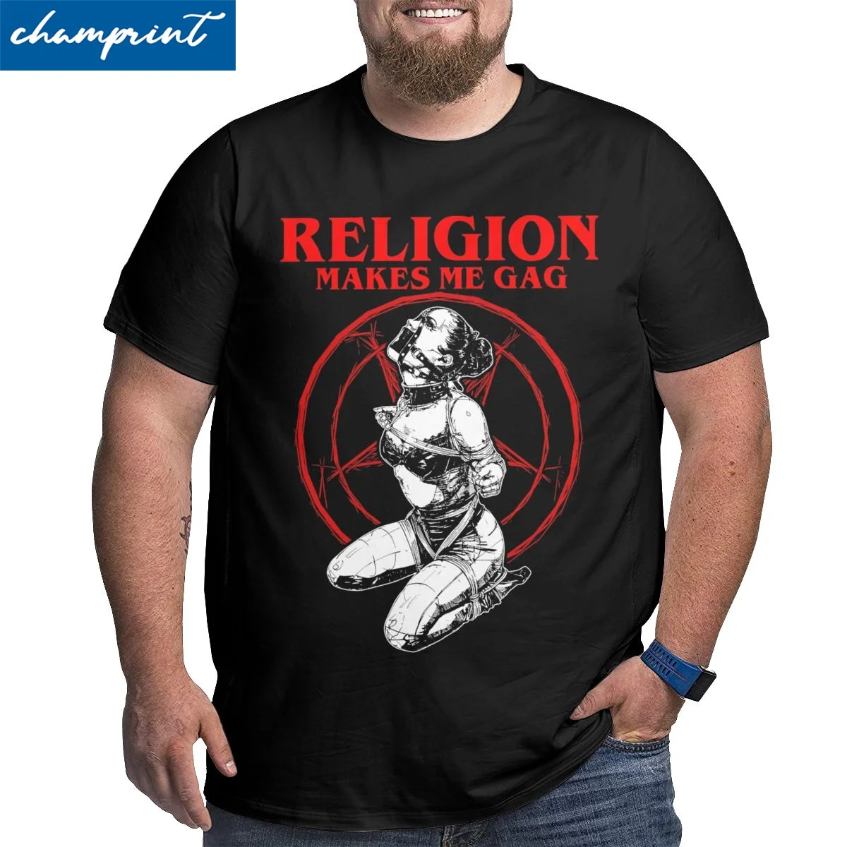 

Men's T-Shirts Religion Makes Me Gag Satan Girl T Shirts Satan Nun Devil Cotton Big Tall Tees O Neck Clothes Oversized 5XL 6XL