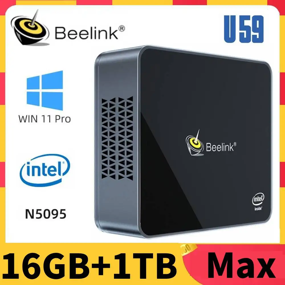 Beelink U59 Windows 11 Mini PC Intel 11th Gen N5095 DDR4 8GB 256GB SSD 2.4&5.8G Dual Wifi BT4.0 1000M Desktop 16GB 1TB Computer