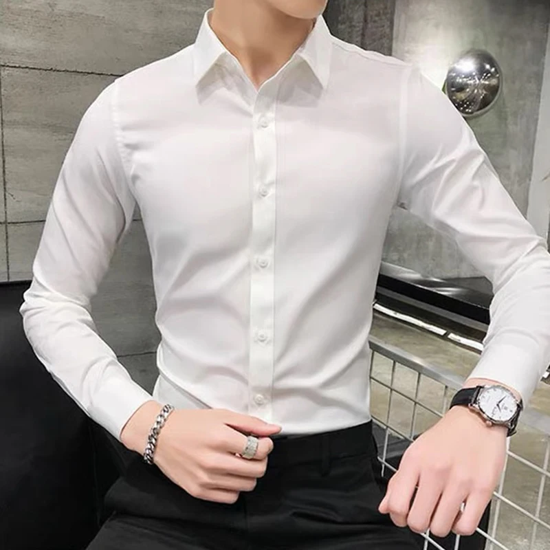 

2023 new Customize men shirt long sleeve personalize solid color long sleeve shirt A464 khaki yellow green white black water