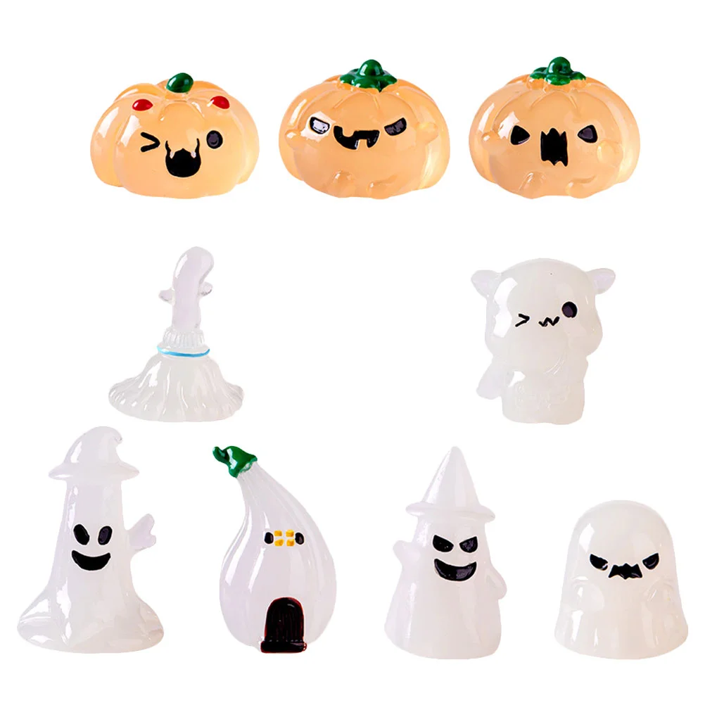 

9pcs Halloween Miniature Adornments Halloween Elements Resin Small Figurines
