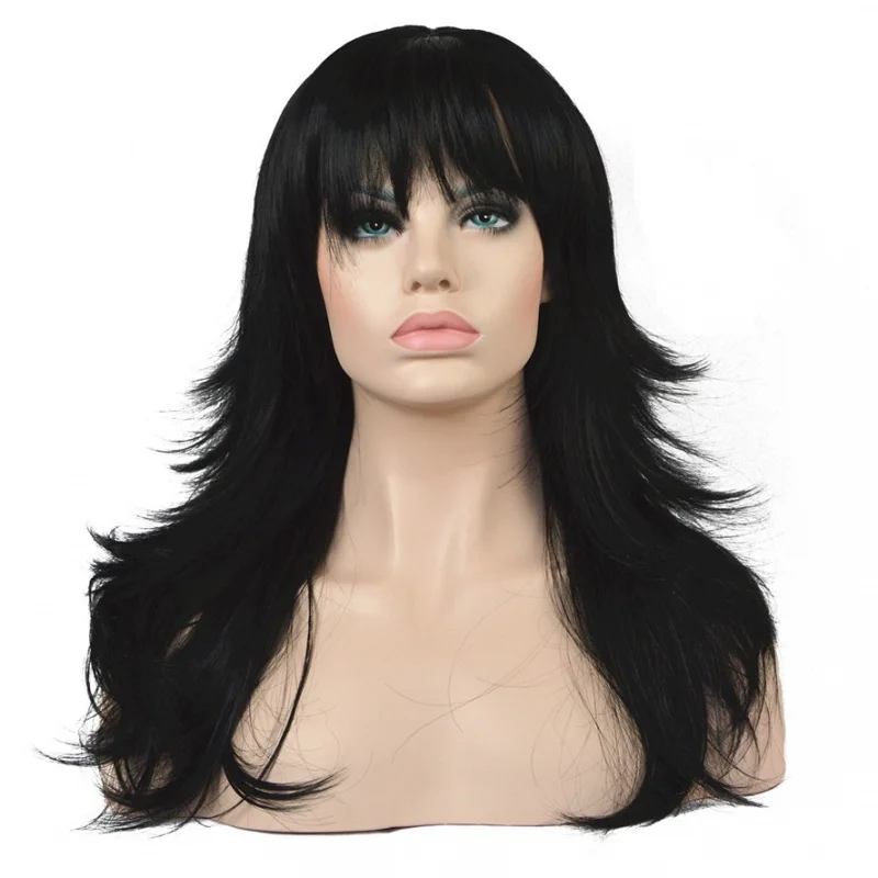 

StrongBeauty Wig Natural Layered Long Straight Hair Synthetic Hair Brown/Black wigs for black women