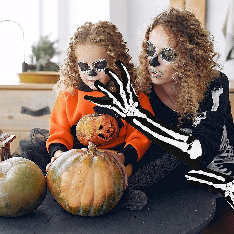 

Длинная перчатка-скелет на Хэллоуин для косплея