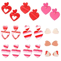2020 red pink heart stud dangle earrings for women girls lover cute sweet lovely love heart earring pendants korean jewelry