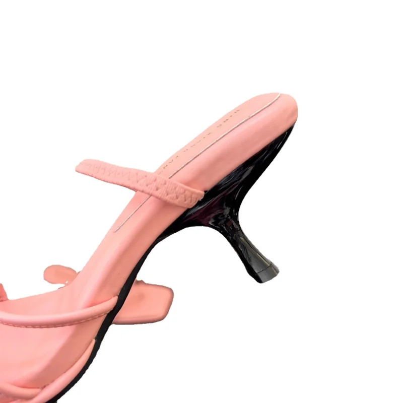 Summer Women Slipper Fashion Narrow Band Square Toe Ladies Elegnat Thin High Heel Slides Female Dress Outdoor Sandalias