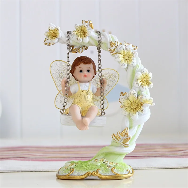 

Swing Angel Trapeze Creative TV Cabinet Living Room Wine Craft Decoration Ornaments Flower Home Decor Showcase Girl Wedding Gift