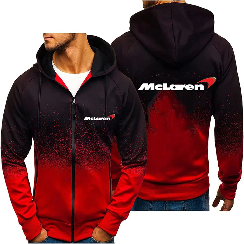 

2023 New McLaren Printed Men's Sports Gradient Zipper Hoodie, Zipper, Punk, Casual, Harajuku, Gradient,