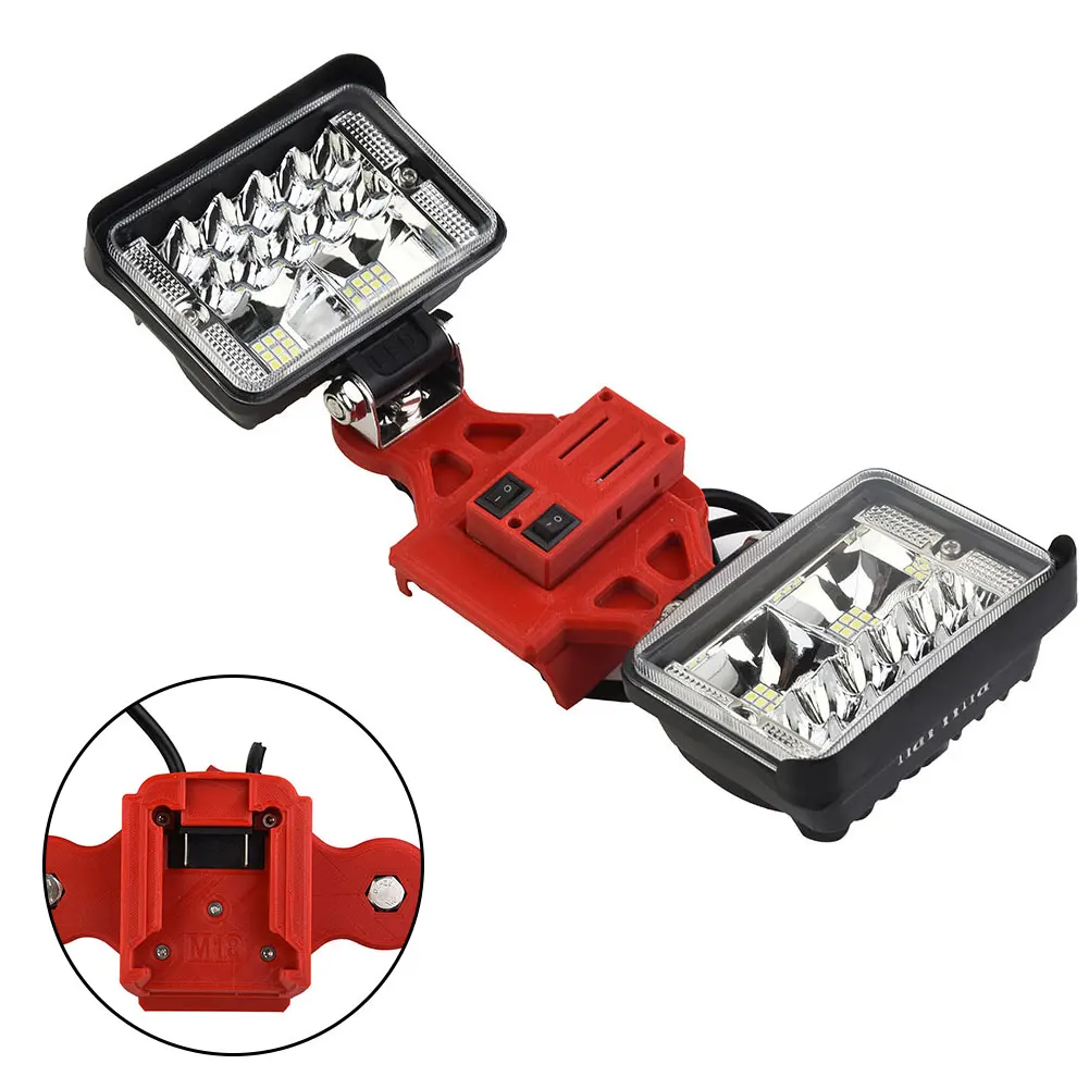 

1pc Wireless LED Work Light For/XC Batteries 18V20V (5600LM) 2 Head-W/USB Camping Trips RV Trips Parties Camping Light
