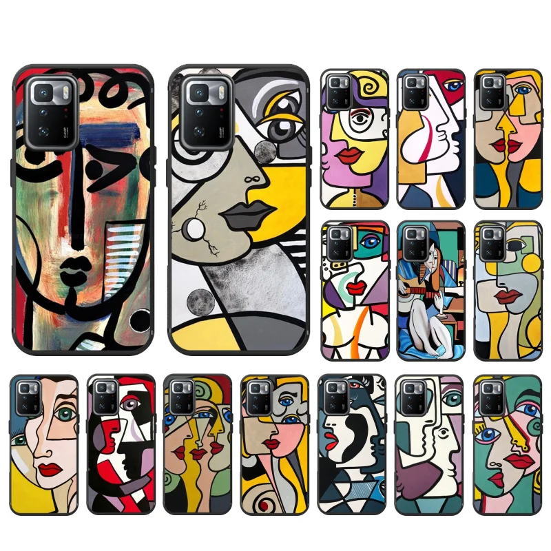 

Phone Case For Xiaomi Redmi Note 11 10 Pro Note 8 Pro 9Pro Note9 9S 10S 9T Redmi 10 9C 9A Picasso Abstract Art Paint Funda Coque