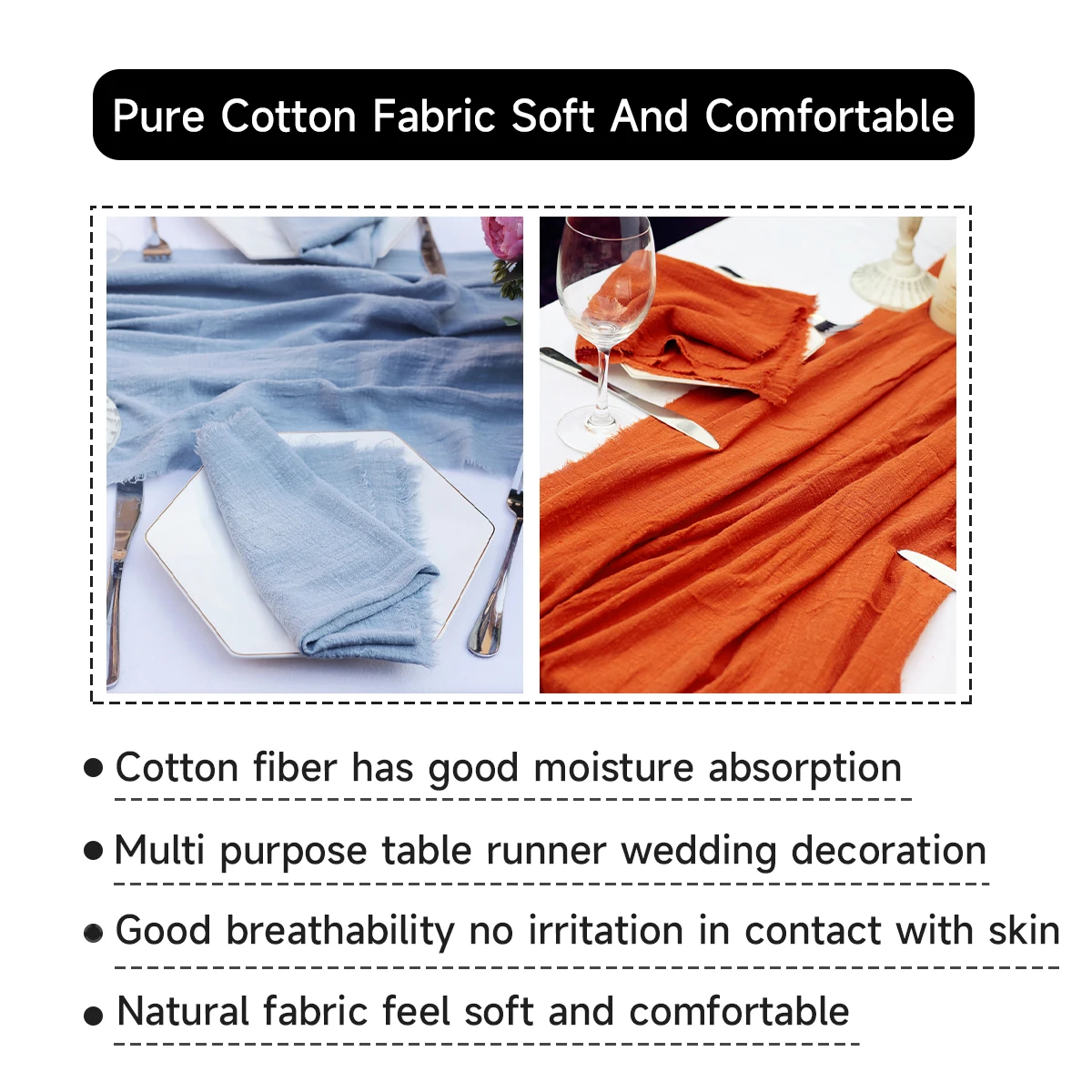 Свадебная декоративная салфетка 30x180 см из чистого хлопка в стиле деревенского