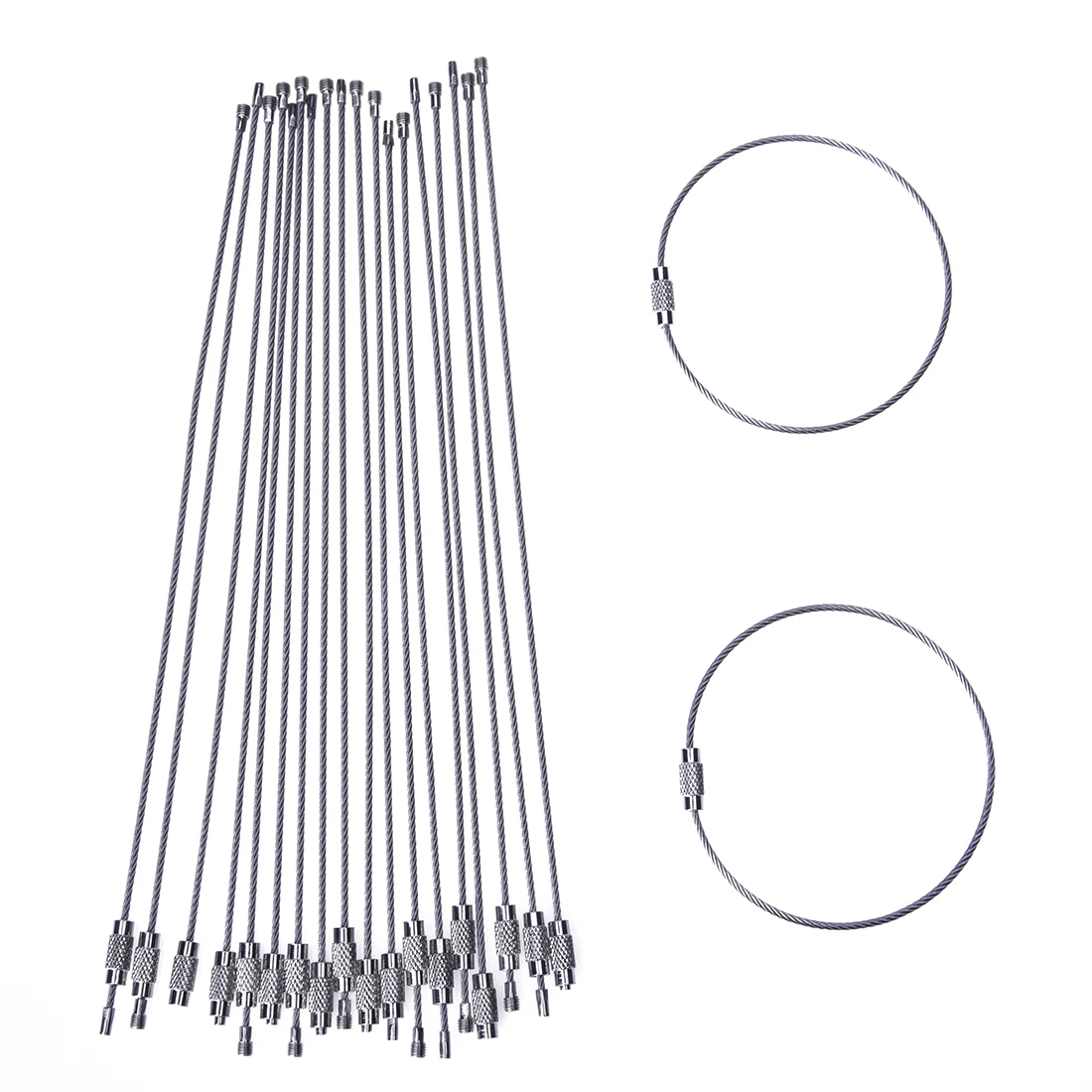 

Stainless Steel 20Cm Wire Keychain Cable Key Ring (50Pcs)