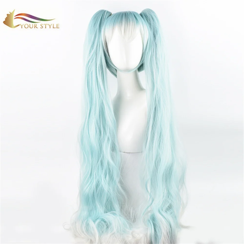 

YOUR STYLE Vocaloid Miku Cosplay Wig Ponytail Clip Blue Synthetic Long Wigs Party Wig Halloween Costume Anime Wigs Female Wig