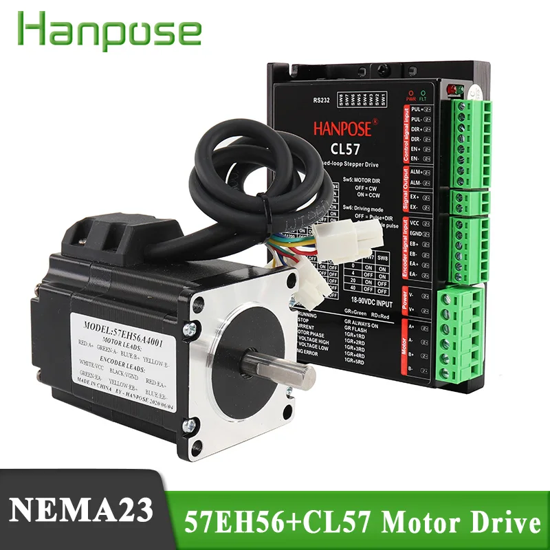 

57CME13 Nema23 Closed Loop 57EH56A4001 1.3N.m Servo motor Stepper Motor 4A 56mm CL57 Hybrid Step-servo Driver CNC Controller Kit