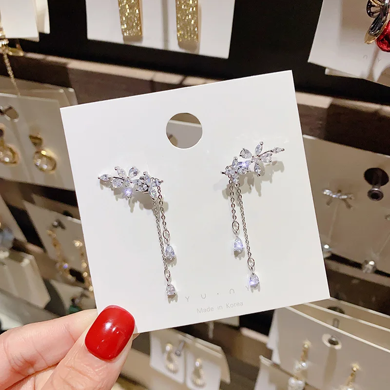

Wholesale Sterling Silvers Pin New Wings Zircon Asymmetric Earrings for Women Jewelry Gift